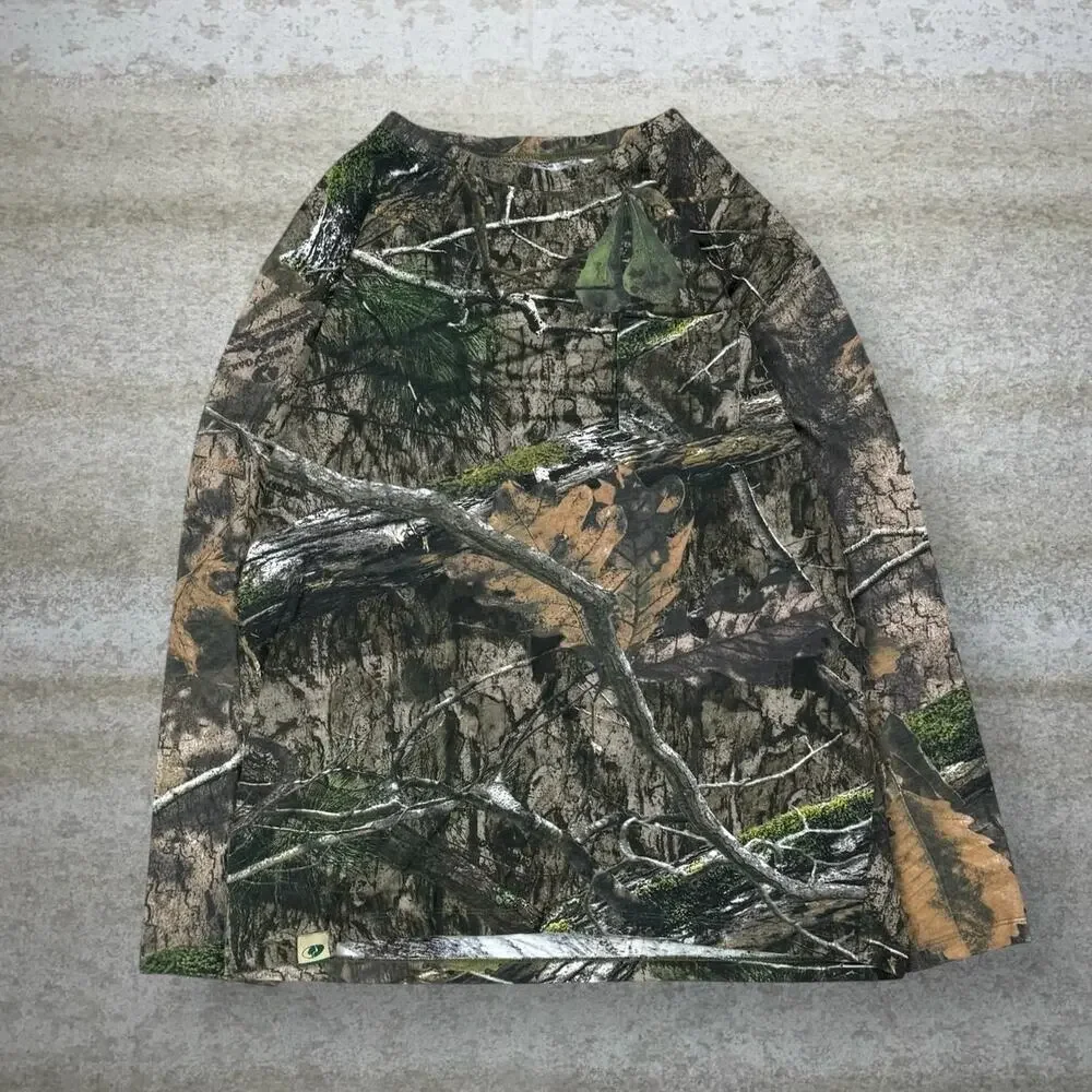 Vintage 90s Mossy Oak Shirt Mens L Hunting Camo Cotton Long Sleeve Woodland